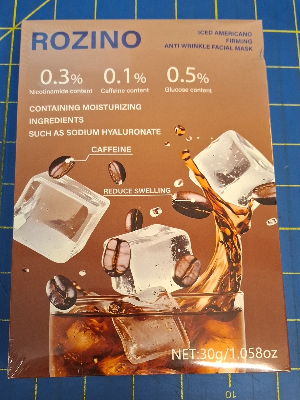 ROZINO Caffeine Anti-Wrinkle Facial Mask New Sealed Box of 5 Mask